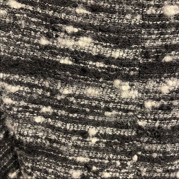 ZARA Boiled Wool Blazer Jacket Tie Waist Black Cream M - Picture 6 of 8